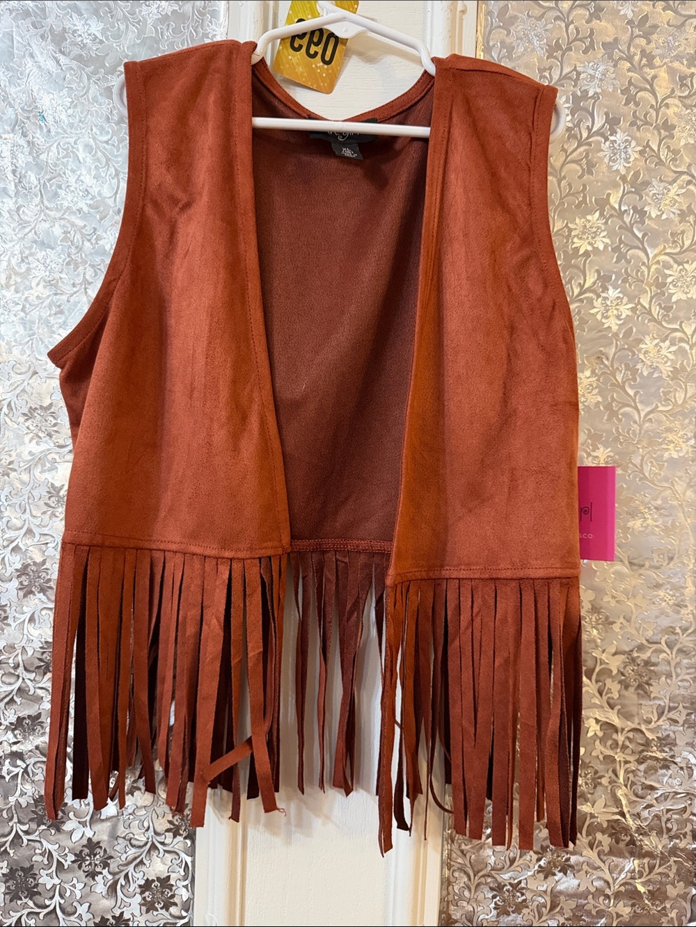 Kids Rust Fringe Vest - Suede-Look Sleeveless Top